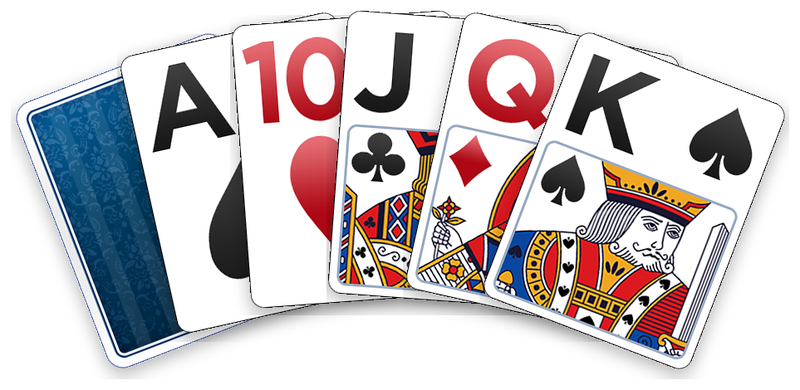 The Classic deck: its card back, then the ace, ten, jack, queen and king.