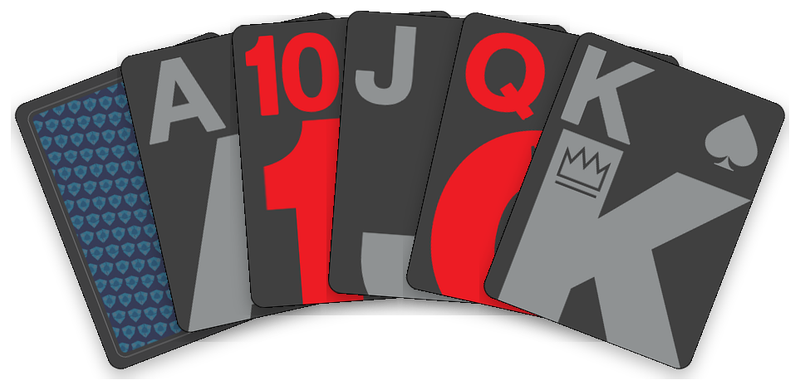 The Modern Night deck: its card back, then the ace, ten, jack, queen and king.